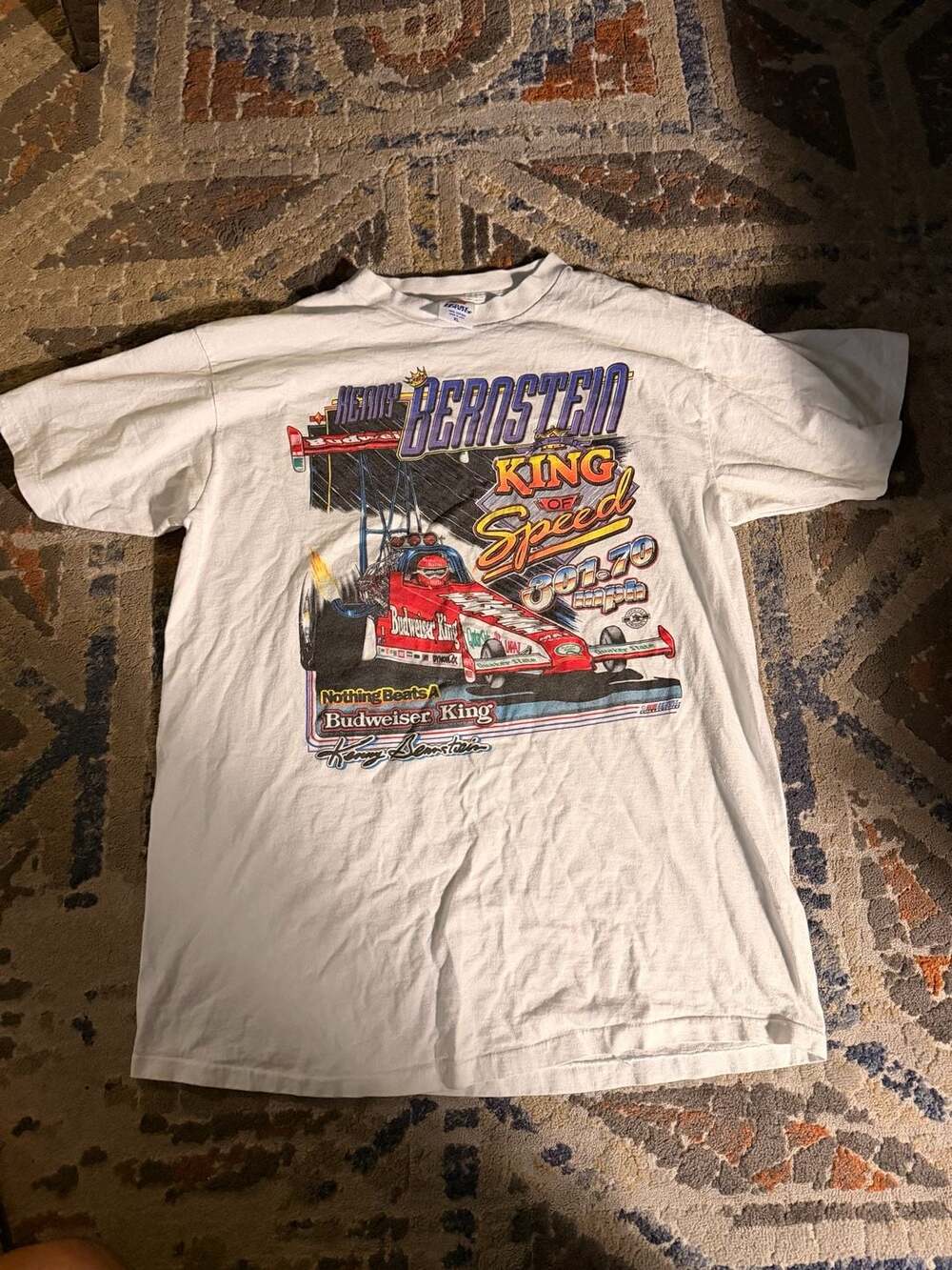 Vintage 90s Kenny Bernstein Budweiser King Of Speed  Racing Graphic T-Shirt XL